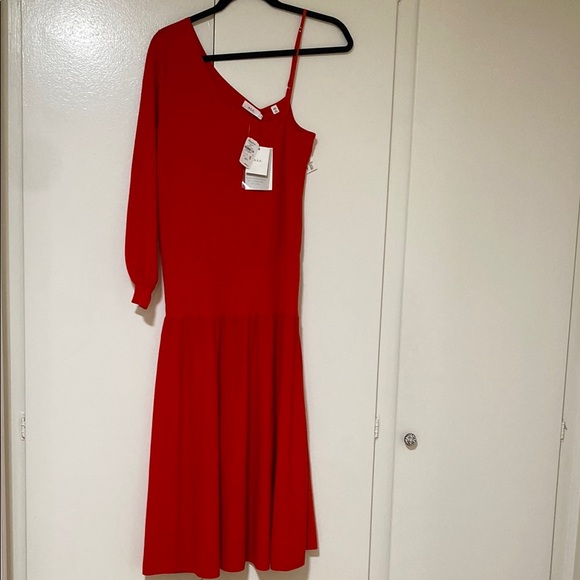 A.L.C Shara Elegant Red One-Shoulder Dress - Picture 2 of 8